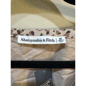 Abercrombie & Fitch Leopard Print Smocked Waist V‎ Neck Puff Tie Sleeve Blouse thumbnail 4