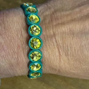 Turquoise blue and yellow gemstone stretch bracelet thumbnail 3