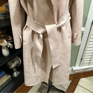 Few Moda New York Light Pink Faux Suede Trench Coat Size Medium thumbnail 2
