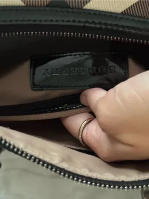 Burberry Beige Check Satchel with Black Patent Handles thumbnail 3