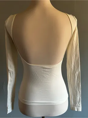 Free People Low Back Seamless Long Sleeve | Size: M/L | Ivory thumbnail 4