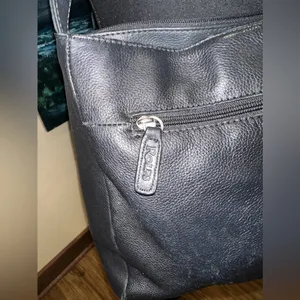 ROLF’S Black Genuine Leather Boho Shoulder Bag Pebble Grain Minimalist Hobo thumbnail 4