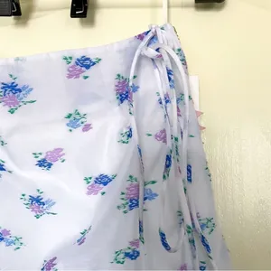 Nodress Set‎ Jacquard Ruffled Corset Mini Skirt Sheer Off-White Floral S NWT thumbnail 4
