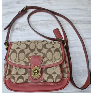 Vintage Coach 10566 Cricket Signature Flap Turnlock Crossbody Red Leather Y2K thumbnail 2