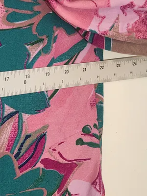 Entro Pink and Teal Green Tropical Print Puffy Sleeve Blouse Size Large thumbnail 7
