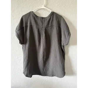 Faherty Women's Dark Gray Gauze Top Organic Cotton Sz XL Boho Lagenlook thumbnail 8