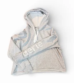 Aerie Heather Gray Knit Hoodie Sz L thumbnail 1