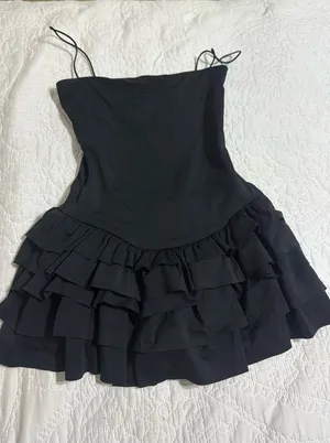 White Fox Boutique Ruffled Black Mini Dress thumbnail 1