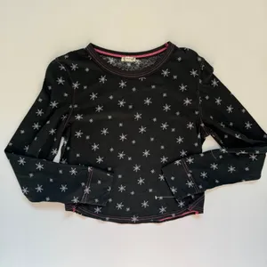 Free People Black Quilted Love Snowflakes PJ Top Size Large NWOT thumbnail 2