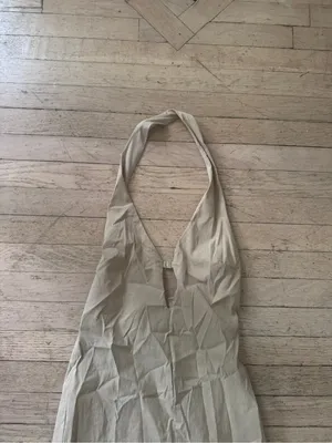 Zara Tan Halter Maxi Dress with Front Keyhole thumbnail 3