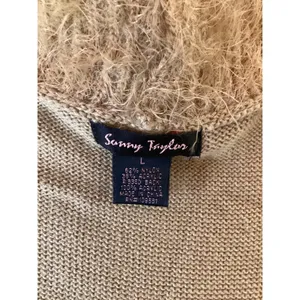 Sonny Taylor Fuzzy Knit Long‎ Vest Women Sz L Beige Open Front Shaggy Cardigan thumbnail 4