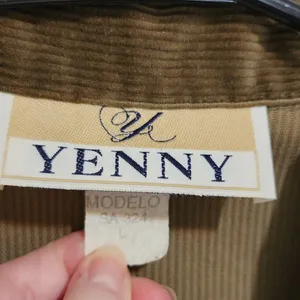 Yenny Brown Retro 3/4 Sleeves Zip Front Collared Corduroy Blazer Jacket Large thumbnail 7