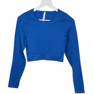 The Group BABATON Aritzia Contour Blue Long Sleeve Crew Crop Top W2258 Sz L thumbnail 1