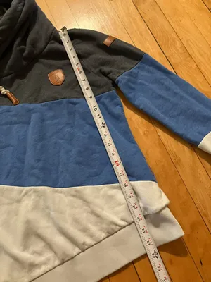 Wanakome Selene Color Block Blue Diagonal Stripes Hoodie Size Small thumbnail 8