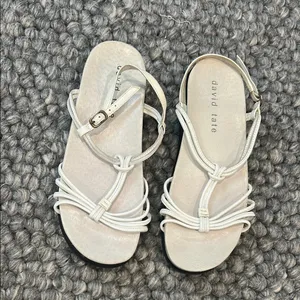 David Tate Cream Strappy Leather Flat Sandals Size 7 thumbnail 3