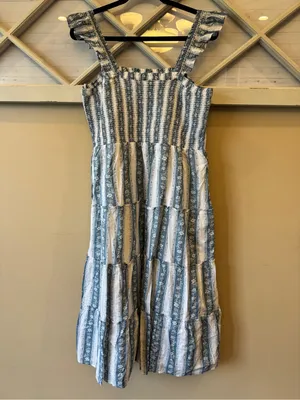 J. Crew blue Floral Smocked midi dress size large thumbnail 5