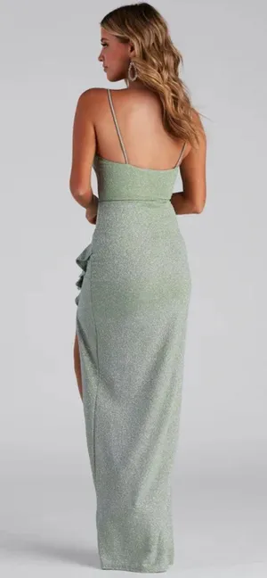 Windsor Long Green Sparkle Dress thumbnail 2