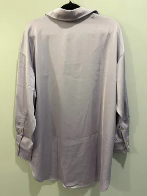 Entro Satin Long Sleeve Button Up Top Purple thumbnail 5