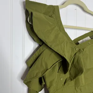 Olive Green Fit and Flare Ruffled Mini Dress thumbnail 6
