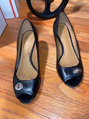 Coach Perry Peep Toe Black Wedge Sz 5.5 thumbnail 1