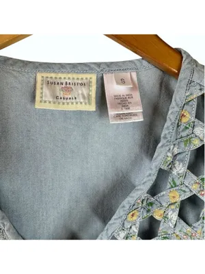 Vintage Susan Bristol Floral Lattice Cutout Cotton Vest S Cottagecore 1998 thumbnail 4