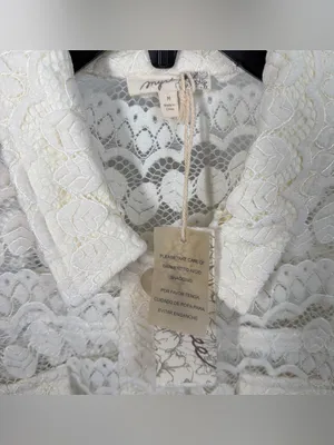 Mystree Lace Jacket Top Ivory Scalloped Button Down Size Medium NWT thumbnail 4