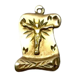 Gold Filled Jesus Christ Scroll Charm Pendant thumbnail 1