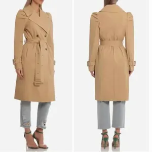 NWOT AVEC LES FILLES Puff Sleeve Belted Trench Coat Tan Camel thumbnail 2