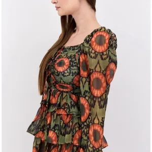 NWT Beulah Style Naiya Floral Dress XS Green Garden Party Fall Ruffle Wedding thumbnail 2