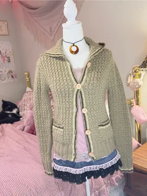 Y2K Tan Knit Button thumbnail 9