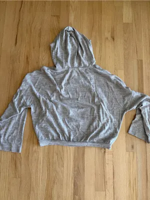 PrAna Unwind Lounge Top Oatmeal Heather large athleisure boxy cropped hoodie thumbnail 6