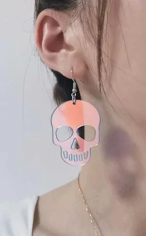 SheIn holographic skull earrings thumbnail 3