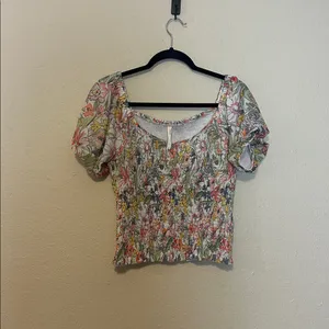 Anthropologie Aurelia Floral Smocked Top Size Medium Petite‎ thumbnail 2