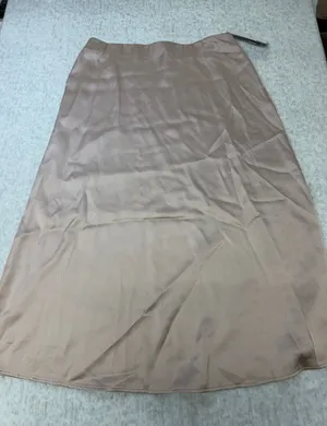 French Connection Satin Midi Slip Skirt Beige Womens Large- imperfect see pic.‎ thumbnail 1