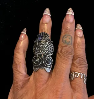 Silver Owl Statement Ring size 7 thumbnail 1