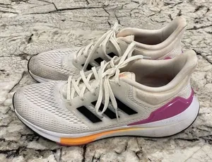 Adidas Women's Eq21‎ Running Shoes- in size 9. White, pink and orange thumbnail 1