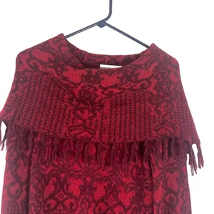 Knox Rose Women's Size‎ Small Red Damask Boho Peasant Long Sleeve Sweater thumbnail 3