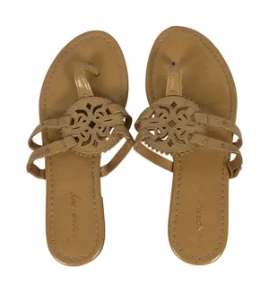 Circus NY Thong Sandals Womens 6 Medallion Laser Cut Tan Summer‎ thumbnail 1
