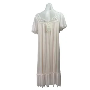 NEW Pansleejoy Pink Lace Short Sleeve Maxi Sleepwear Pajamas Nightgown Size S thumbnail 3