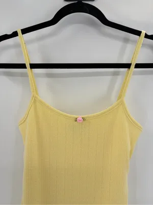 Edikted Yellow bohemian girly Ruffled Slip Dress with Pink Rose Accent size xs thumbnail 4