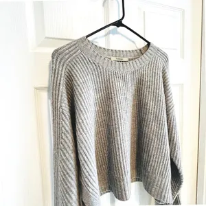 PHARAOH Knit Sweater Grey Wool Cashmere Blend Cropped Pullover Quiet Luxury M thumbnail 2