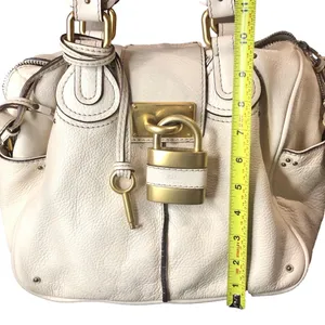 CHLOE PADDINGTON Leather Handbag Beige Cream Crossbody Strap Lock & Key thumbnail 12