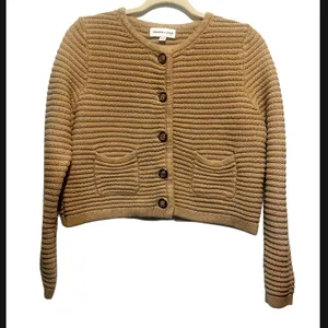 Gemma‎ + Jane tan cardigan knit size m with buttons cotton blend thumbnail 1