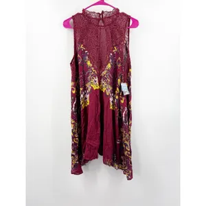 Free People Intimately Dress SZ Medium Marsha Lace Slip NWT Wine Floral Boho thumbnail 5