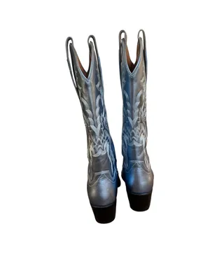 Jeffrey Campbell - Dagget in Light Blue Metallic Cowboy Boots 7 thumbnail 4