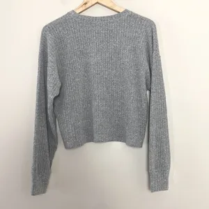 Aritzia Wilfred Free Ribbed Sweater Crewneck Gray Lightweight Size L thumbnail 4