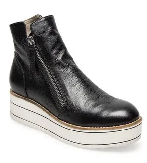 Silent D Nene Bootie Black Leather Platform Zip Ankle Boots thumbnail 1