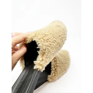 Jenni Kayne Shearling Flat Pointy Toe Mule Slip On Shoe Natural Brown EU 37 thumbnail 8