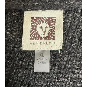 Anne Klein Womens XL Cardigan Black Sequin Open Front Draped Knit Sweater Event thumbnail 3