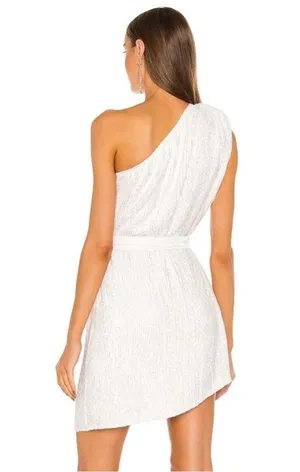Retrofête Mini Dress White Sequin Belted Iridescent Small thumbnail 2